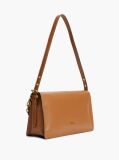 Brown Leather Chain Charm Shoulder Bag  Women