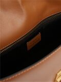 Brown Leather Chain Charm Shoulder Bag  Women