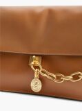 Brown Leather Chain Charm Shoulder Bag  Women