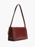 Red Leather Chain Charm Shoulder Bag  Women