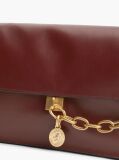 Red Leather Chain Charm Shoulder Bag  Women