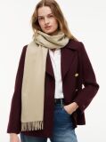 Beige Pure Cashmere TH Monogram Fringe Scarf  Women