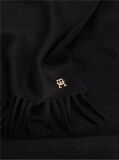 Black Pure Cashmere TH Monogram Fringe Scarf  Women