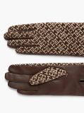 Brown TH Monogram Jacquard Leather Gloves  Women