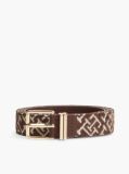 Beige TH Monogram Jacquard Square Buckle Belt  Women