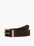 Brown Suede Square Roller Buckle Belt  Women