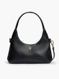 Black TH Monogram Plaque Crossbody Hobo Bag  Women