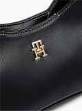 Black TH Monogram Plaque Crossbody Hobo Bag  Women