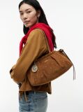 Brown Soft Suede Studded Charm Shoulder Bag  Women