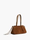 Brown Soft Suede Studded Charm Shoulder Bag  Women