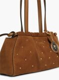 Brown Soft Suede Studded Charm Shoulder Bag  Women