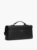 Black The American Icon Leather Padlock Clutch  Women