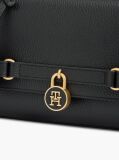 Black The American Icon Leather Padlock Clutch  Women