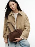 Brown Soft Suede Drawstring Shoulder Bag  Women