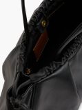 Black Soft Leather Drawstring Hobo Bag  Women