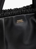 Black Soft Leather Drawstring Hobo Bag  Women
