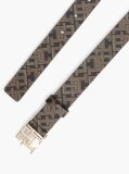 Black TH Monogram Buckle Print Leather Belt  Women