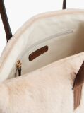 Black Popette Faux Fur Elongated Tote Bag  Women