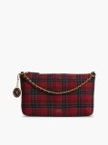 Blue Wool Blend Check Chain Shoulder Bag  Women