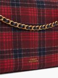Blue Wool Blend Check Chain Shoulder Bag  Women
