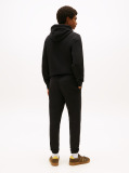 Black Tommy Flag Embroidery Cuffed Slim Joggers  Men
