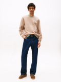 Beige Tonal Tommy Badge Crew Neck Sweatshirt  Men