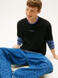 Black Logo Embroidery Relaxed T-Shirt  Men