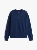 Blue Relaxed Waffle Script Crew Jumper  Men