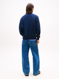 Blue Relaxed Waffle Script Crew Jumper  Men