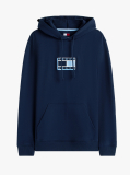 Blue Tonal Logo Drawstring Hoody  Men