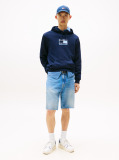 Blue Tonal Logo Drawstring Hoody  Men