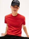 Κόκκινο Slim T-shirt Με Λογότυπο Και Στρογγυλή Λαιμόκοψη  Άνδρες