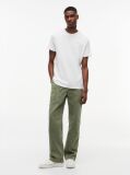 White Linear Logo Slim Crew Neck T-Shirt  Men