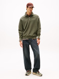 Green Waffle Knit Quarter-Zip Relaxed Jumper  Men