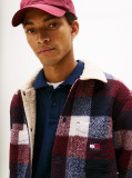 Multi Oversized Fit Check Teddy Collar Overshirt  Men