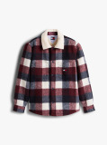 Multi Oversized Fit Check Teddy Collar Overshirt  Men