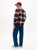 Multi Oversized Fit Check Teddy Collar Overshirt  Men