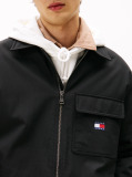 Black Oversized Fit Zip-Thru Corduroy Padded Overshirt  Men