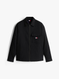 Black Oversized Fit Zip-Thru Corduroy Padded Overshirt  Men