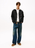 Black Oversized Fit Zip-Thru Corduroy Padded Overshirt  Men