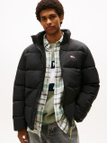 Black Water Repellent Crinkle Relaxed Puffer Jacket  Men