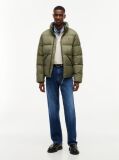 Green Water Repellent Crinkle Relaxed Puffer Jacket  Men