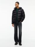 Black Tonal Logo Hooded Puffer Jacket  Men