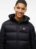 Black Tonal Logo Hooded Puffer Jacket  Men