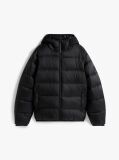 Black Tonal Logo Hooded Puffer Jacket  Men