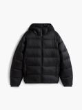 Black Tonal Logo Hooded Puffer Jacket  Men