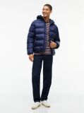 Blue Tonal Logo Hooded Puffer Jacket  Men