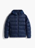 Blue Tonal Logo Hooded Puffer Jacket  Men