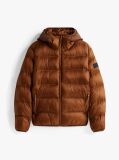 Brown Tonal Logo Hooded Puffer Jacket  Men
