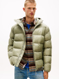 Green Tonal Logo Hooded Puffer Jacket  Men